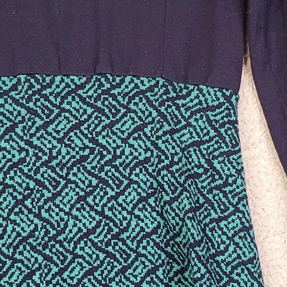 Ibex Dress Blue Green Womens Size XS Printed Long Sleeve Merino Wool Cowl Neck - Picture 4 of 9